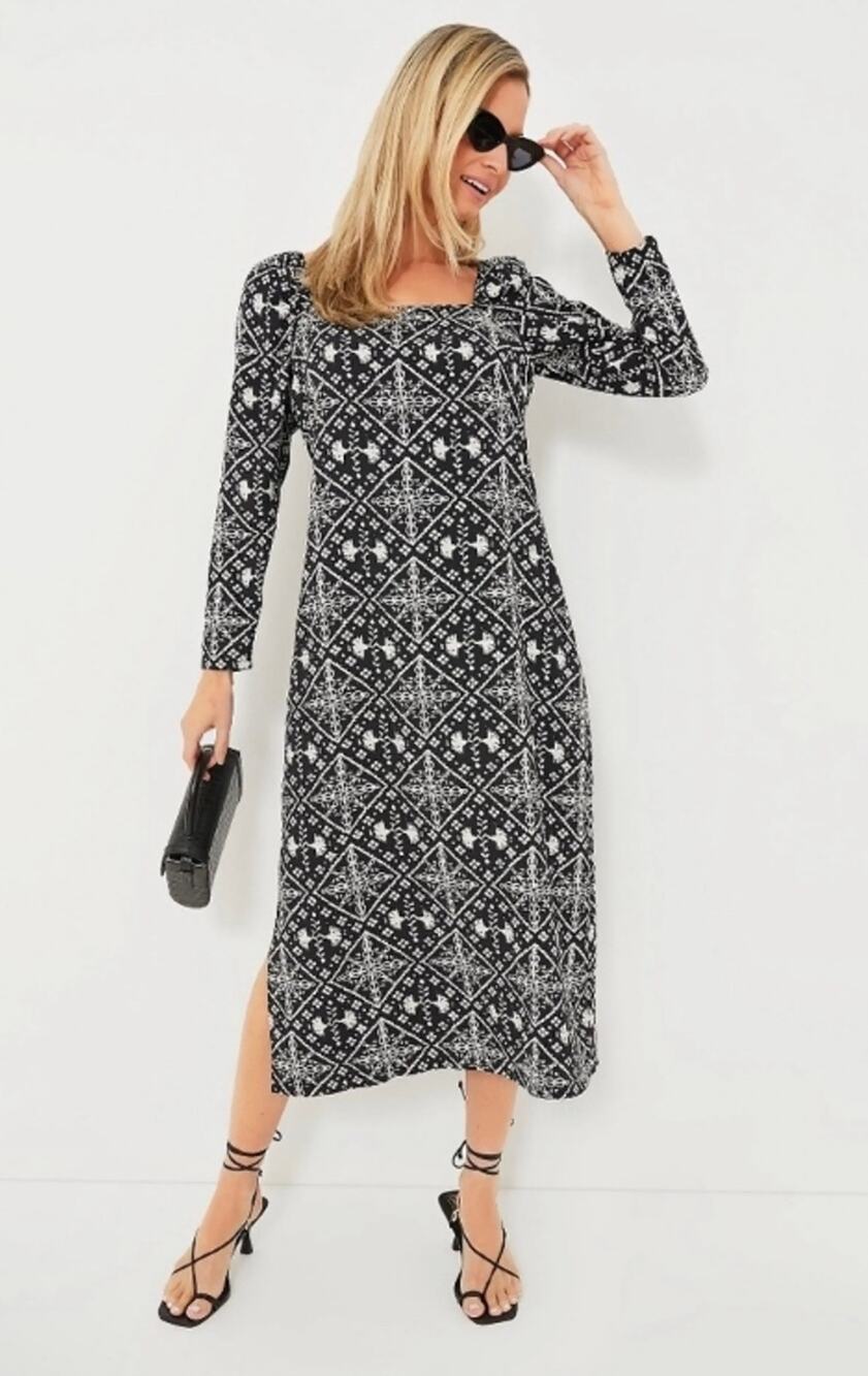 NEW Hyacinth House Tuckernuck Square Neck Sabrina Printed Midi Dress Size XS
